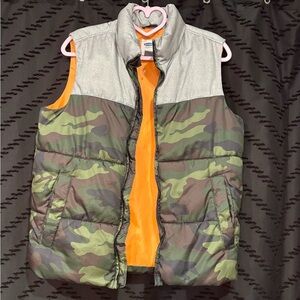 Old Navy Camo Orange Puffer Vest